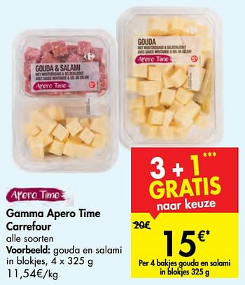 Promoties Gamma apero time carrefour gouda en salami in blokjes - Huismerk - Carrefour  - Geldig van 19/02/2020 tot 02/03/2020 bij Carrefour
