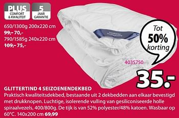 Promoties Glittertind 4 seizoenendekbed - Huismerk - Jysk - Geldig van 17/02/2020 tot 01/09/2020 bij Jysk