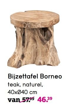 Promotions Bijzettafel borneo teak, naturel - Produit maison - Leen Bakker - Valide de 17/02/2020 à 08/03/2020 chez Leen Bakker