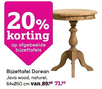 Promoties Bijzettafel dorean java wood, naturel - Huismerk - Leen Bakker - Geldig van 17/02/2020 tot 08/03/2020 bij Leen Bakker