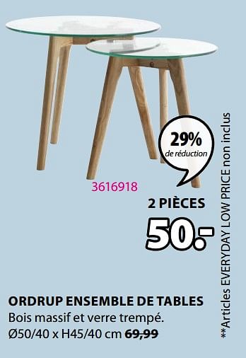 Promotions Ordrup ensemble de tables - Produit Maison - Jysk - Valide de 17/02/2020 à 01/09/2020 chez Jysk