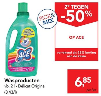 Promoties Wasproducten délicat original - Ace - Geldig van 26/02/2020 tot 10/03/2020 bij Makro