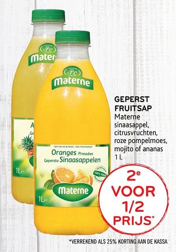 Promoties 2e voor 1-2 prijs geperst fruitsap materne - Materne - Geldig van 26/02/2020 tot 10/03/2020 bij Alvo