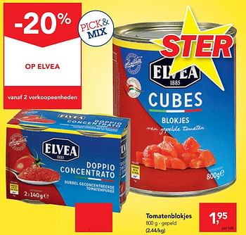 Promoties Tomatenblokjes - Elvea - Geldig van 26/02/2020 tot 10/03/2020 bij Makro