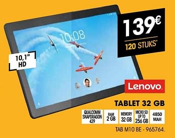 Promoties Lenovo tablet 32 gb tab m10 be - Lenovo - Geldig van 26/02/2020 tot 15/03/2020 bij Electro Depot