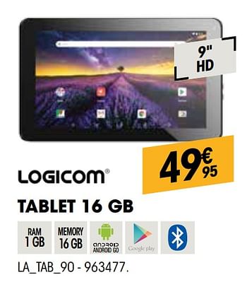 Promoties Logicom tablet 16 gb la_tab_90 - Logicom - Geldig van 26/02/2020 tot 15/03/2020 bij Electro Depot