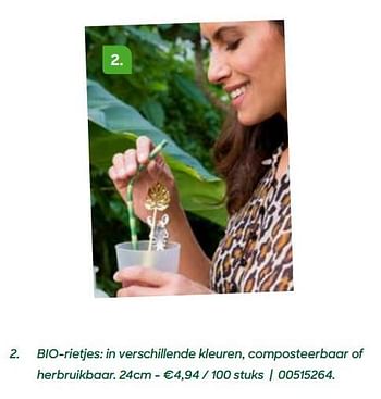 Promoties Bio-rietjes: in verschillende kleuren, composteerbaar of herbruikbaar - Huismerk - Ava - Geldig van 03/02/2020 tot 31/05/2020 bij Ava
