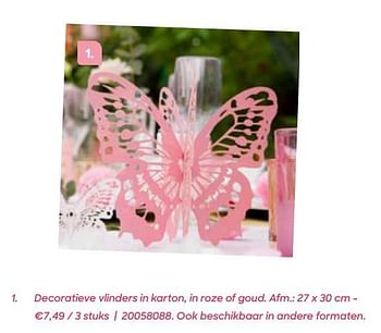 Promoties Decoratieve vlinders in karton, in roze of goud - Huismerk - Ava - Geldig van 03/02/2020 tot 31/05/2020 bij Ava