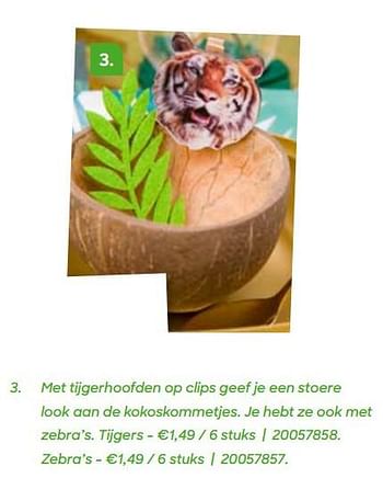 Promoties Met tijgerhoofden op clips geef je een stoere look aan de kokoskommetjes - Huismerk - Ava - Geldig van 03/02/2020 tot 31/05/2020 bij Ava