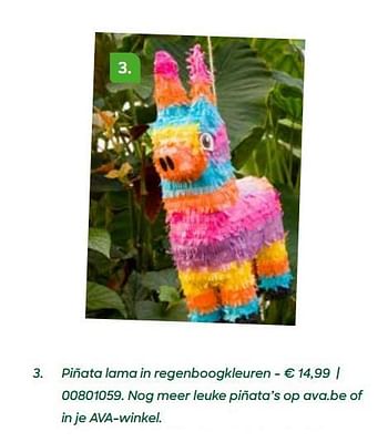 Promotions Piñata lama in regenboogkleuren - Produit Maison - Ava - Valide de 03/02/2020 à 31/05/2020 chez Ava