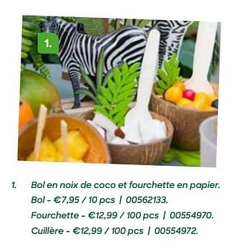 Promotions Bol en noix de coco et fourchette en papier - Produit Maison - Ava - Valide de 03/02/2020 à 31/05/2020 chez Ava