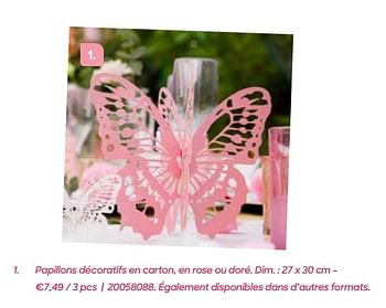 Promotions Papillons décoratifs en carton, en rose ou doré - Produit Maison - Ava - Valide de 03/02/2020 à 31/05/2020 chez Ava
