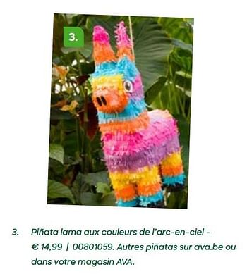 Promotions Piñata lama aux couleurs de l`arc-en-ciel - Produit Maison - Ava - Valide de 03/02/2020 à 31/05/2020 chez Ava