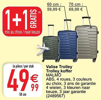 Promotions Valise trolley trolley koffer malmö abs - Produit maison - Cora - Valide de 25/02/2020 à 09/03/2020 chez Cora
