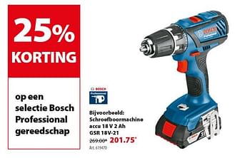 Promoties Bosch schroefboormachine accu 18 v 2,0 ah gsr 18v-21 - Bosch - Geldig van 26/02/2020 tot 10/03/2020 bij Gamma
