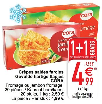 Promoties Crêpes salées farcies gevulde hartige flapjes cora - Huismerk - Cora - Geldig van 25/02/2020 tot 02/03/2020 bij Cora