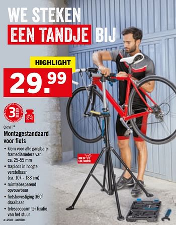 links behang Kijker Crivit Montagestandaard voor fiets - Promotie bij Lidl