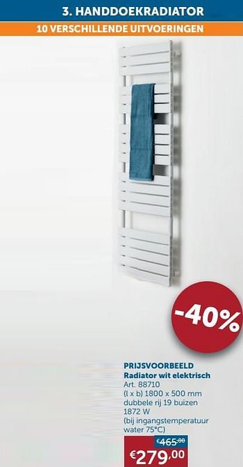 Promoties Handdoekradiator prijsvoorbeeld radiator wit elektrisch - Beauheat - Geldig van 03/03/2020 tot 30/03/2020 bij Zelfbouwmarkt