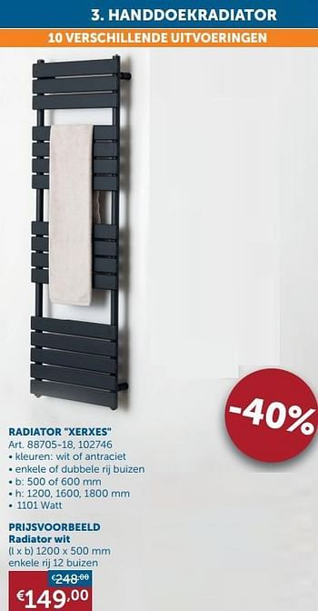Promoties Handdoekradiator radiator xerxes - Beauheat - Geldig van 03/03/2020 tot 30/03/2020 bij Zelfbouwmarkt