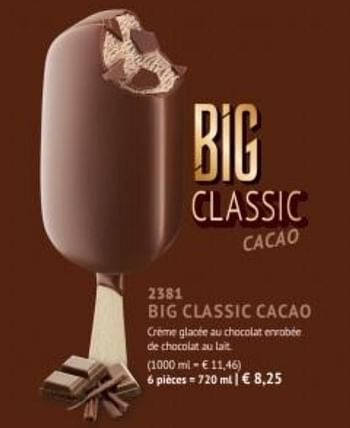 Promotions Big classic cacao - Produit maison - Bofrost - Valide de 30/09/2019 à 29/03/2020 chez Bofrost