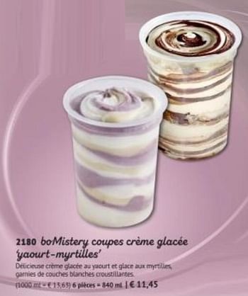 Promotions Bomistery copes crème glacée yaourt-mgrtües - Produit maison - Bofrost - Valide de 30/09/2019 à 29/03/2020 chez Bofrost