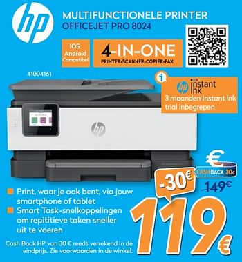Promoties Hp multifunctionele printer officejet pro 8024 - HP - Geldig van 26/02/2020 tot 26/03/2020 bij Krefel