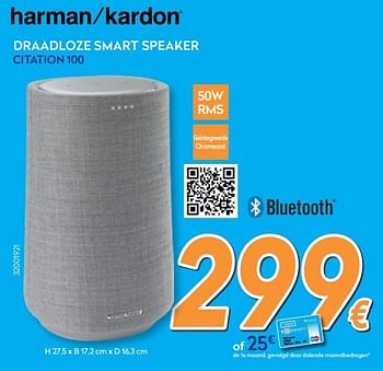 Promoties Harman kardon draadloze smart speaker citation 100 - Harman Kardon - Geldig van 26/02/2020 tot 26/03/2020 bij Krefel