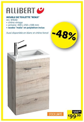 Promotions Meuble de toilette renji - Allibert - Valide de 03/03/2020 à 30/03/2020 chez Zelfbouwmarkt