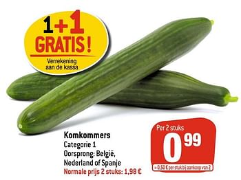 Promoties Komkommers - Huismerk - Match - Geldig van 26/02/2020 tot 03/03/2020 bij Match