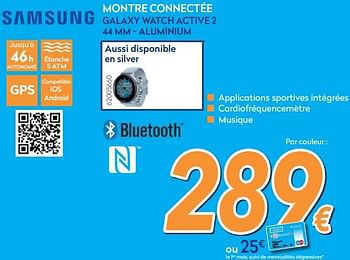 Promotions Samsung montre connectée galaxy watch active 2 44 mm - aluminium en silver - Samsung - Valide de 26/02/2020 à 26/03/2020 chez Krefel