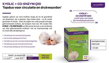 Promoties Kyolic + co-enzym q10 - Mannavital - Geldig van 02/03/2020 tot 31/03/2020 bij Mannavita