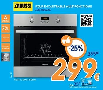 Promotions Zanussi four encastrable multifonctions zob25602xk - Zanussi - Valide de 26/02/2020 à 26/03/2020 chez Krefel
