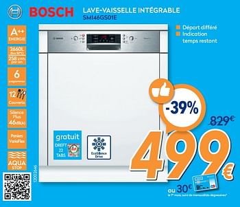 Promotions Bosch lave-vaisselle intégrable smi46gs01e - Bosch - Valide de 26/02/2020 à 26/03/2020 chez Krefel