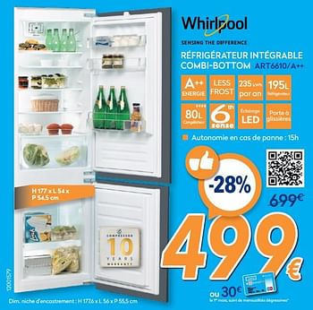Promotions Whirlpool réfrigérateur intégrable combi-bottom art6610-a++ - Whirlpool - Valide de 26/02/2020 à 26/03/2020 chez Krefel