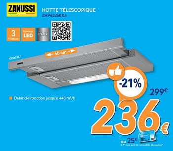 Promotions Zanussi hotte télescopique zhp62350xa - Zanussi - Valide de 26/02/2020 à 26/03/2020 chez Krefel