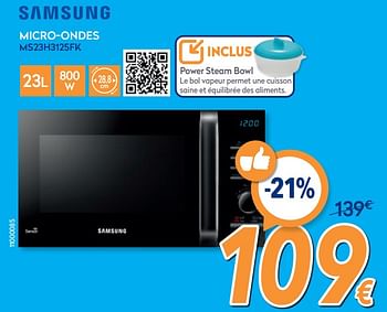 Promotions Samsung micro-ondes ms23h3125fk - Samsung - Valide de 26/02/2020 à 26/03/2020 chez Krefel