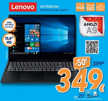Promotions Lenovo notebook ideapad s145-15ast - Lenovo - Valide de 26/02/2020 à 26/03/2020 chez Krefel