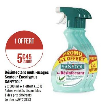 Promo Sanytol désinfectant et nettoyant sol eucalyptus** chez Lidl