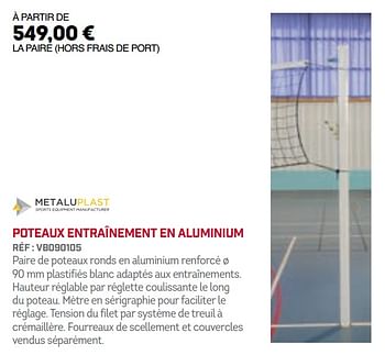Promotions Poteaux entraînement en aluminium - Metalu Plast - Valide de 01/12/2019 à 30/04/2020 chez Sport 2000