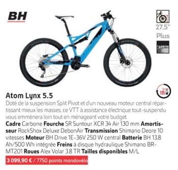 Promotions Atom lynx 5.5 - BH - Valide de 01/01/2020 à 30/06/2020 chez Sport 2000