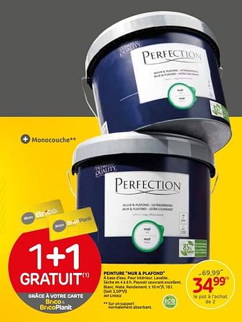 Promotions Peinture mur + plafond - Perfection - Valide de 04/03/2020 à 16/03/2020 chez Brico