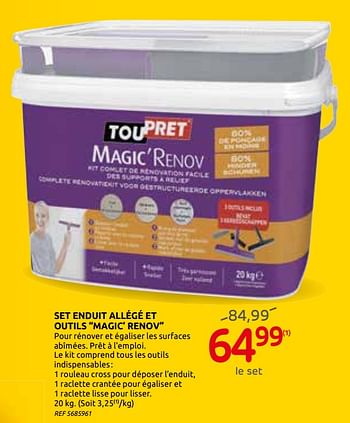 Promotions Set enduit allégé et outils magic` renov - TouPret - Valide de 04/03/2020 à 16/03/2020 chez Brico