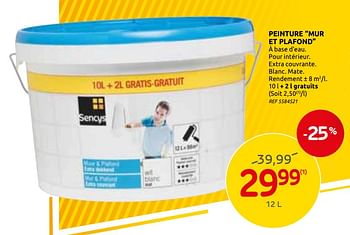 Promotions Peinture mur et plafond sencys - Sencys - Valide de 04/03/2020 à 16/03/2020 chez Brico