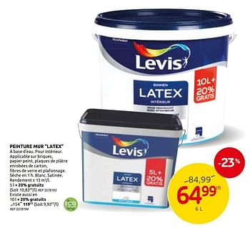 Promotions Peinture mur latex - Levis - Valide de 04/03/2020 à 16/03/2020 chez Brico