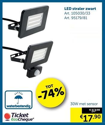 Promoties Led straler zwart 30w met sensor - Huismerk - Zelfbouwmarkt - Geldig van 10/03/2020 tot 06/04/2020 bij Zelfbouwmarkt