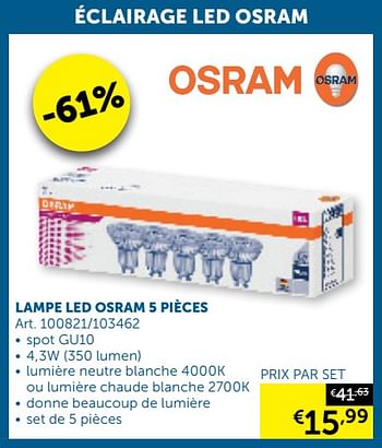 Promotions Lampes led osram 5 pièces - Osram - Valide de 10/03/2020 à 06/04/2020 chez Zelfbouwmarkt