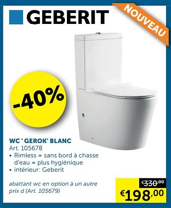 Promotions Wc gerok blanc - Geberit - Valide de 10/03/2020 à 06/04/2020 chez Zelfbouwmarkt
