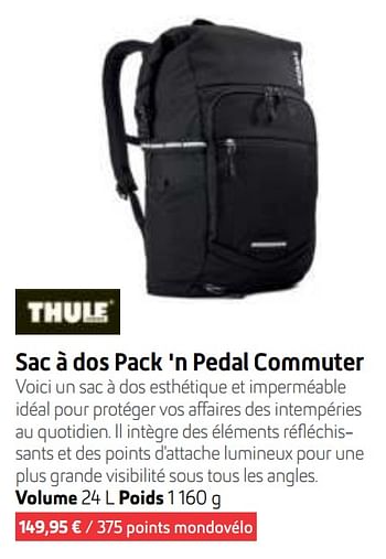 Promoties Sac à dos pack `n pedal commuter - Thule - Geldig van 01/01/2020 tot 30/06/2020 bij Sport 2000