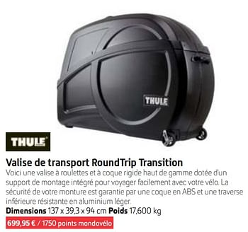 Promotions Valise de transport roundtrip transition - Thule - Valide de 01/01/2020 à 30/06/2020 chez Sport 2000