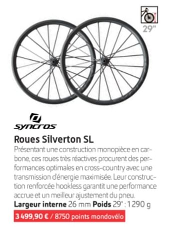 Promotions Roues silverton sl - Syncros  - Valide de 01/01/2020 à 30/06/2020 chez Sport 2000